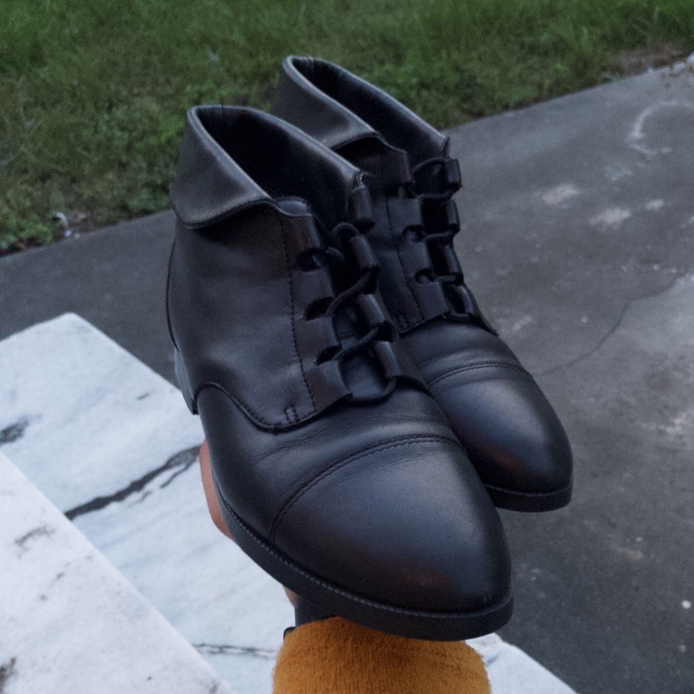 Vintage Black Lace Up Boots